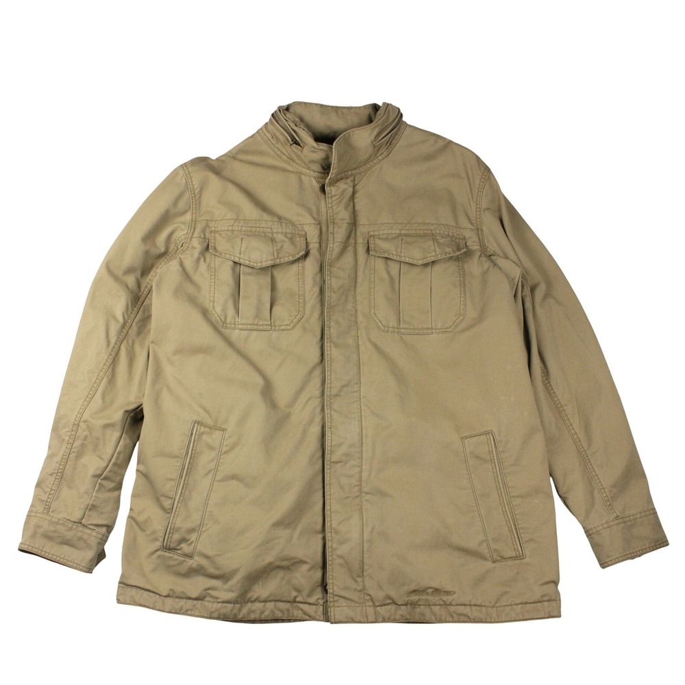 Eddie Bauer Field Jacket Mens XL Tall Tan Cotton Canvas Workwear Utility